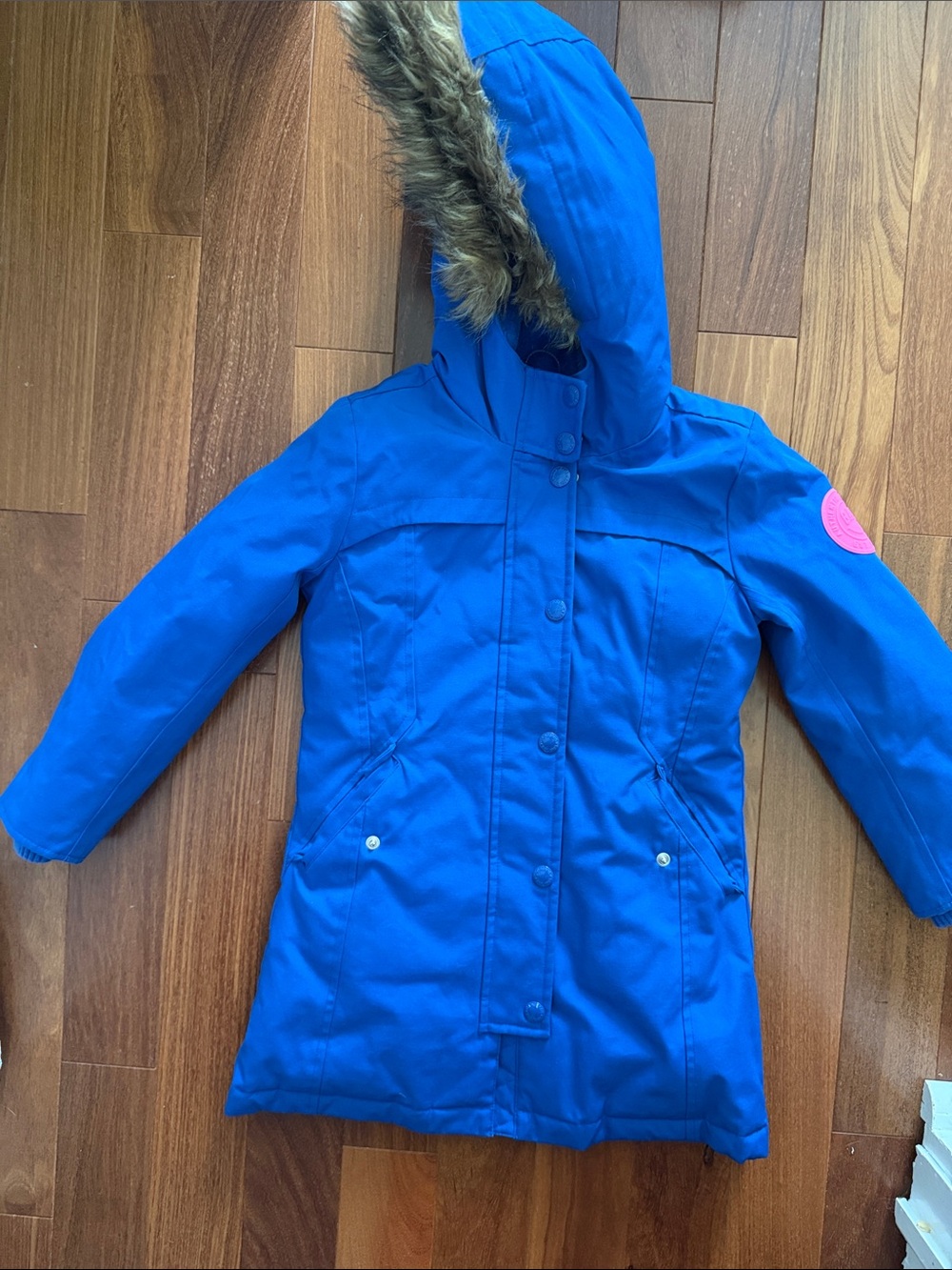 GAP Royal Blue Kids Puffer Parka with Faux-Fur Trimmed Hood